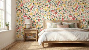 Renter Friendly Watercolor Floral Girl Room Wallpaper