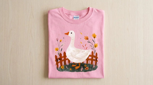Pink Kids Goose Shirt Farmhouse Cottagecore
