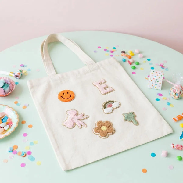 Custom Letter Chenille Patch Tote Bag Party Kit