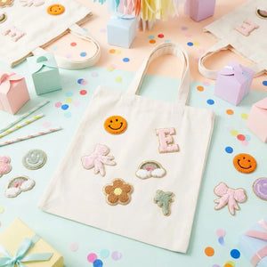 Custom Letter Chenille Patch Tote Bag Party Kit