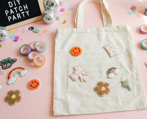 Custom Letter Chenille Patch Tote Bag Party Kit