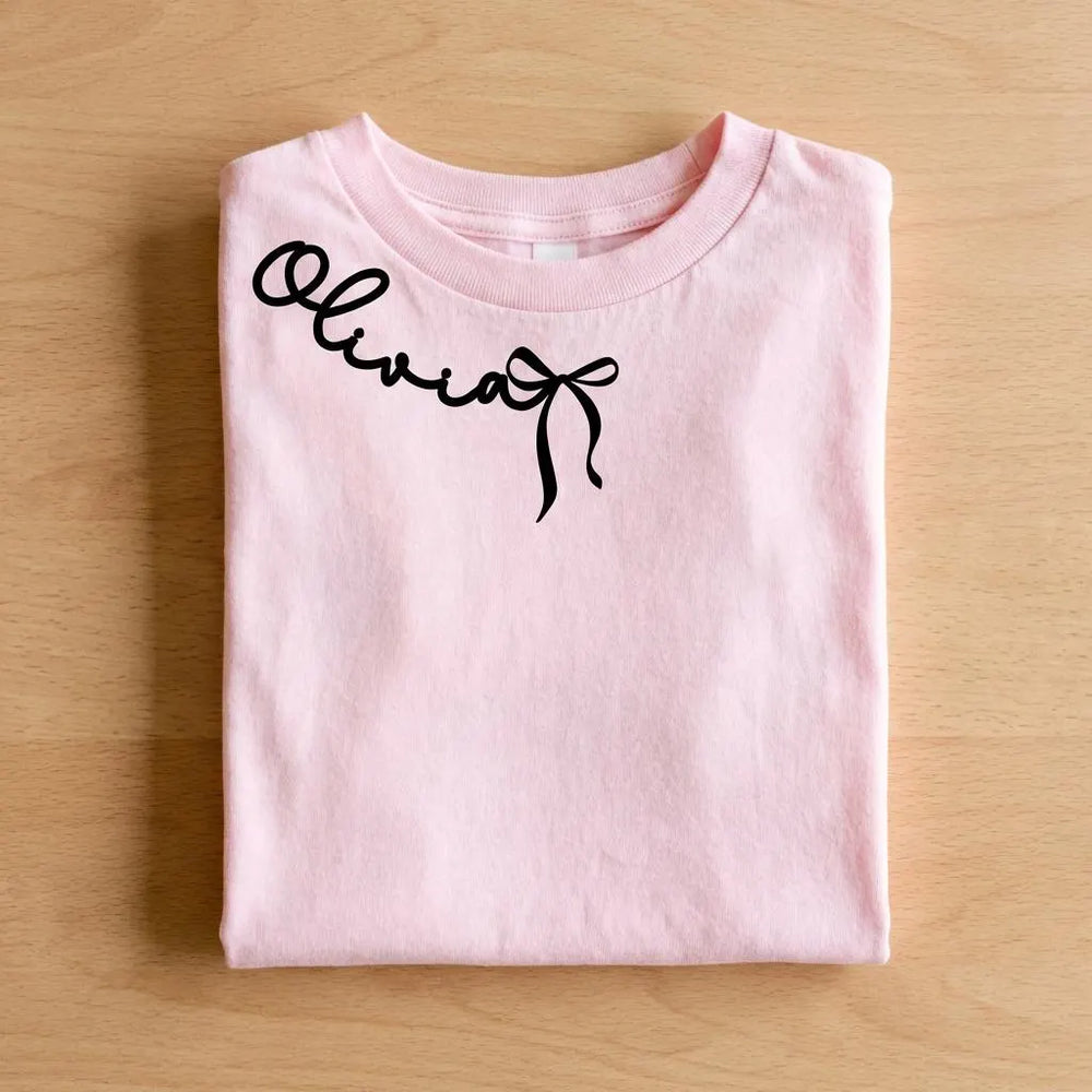 Pink Custom Name Coquette Shirt Unique Collar Script