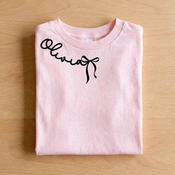 Pink Custom Name Coquette Shirt Unique Collar Script