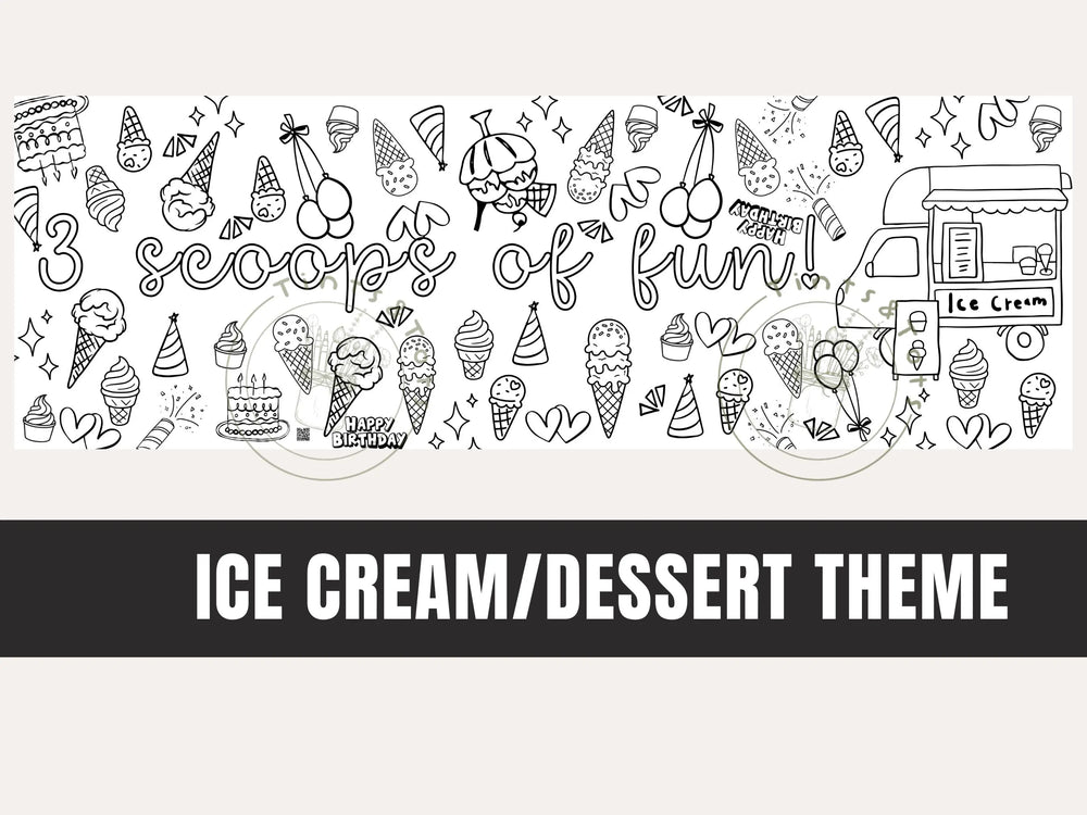 Ice Cream Theme Coloring Banner