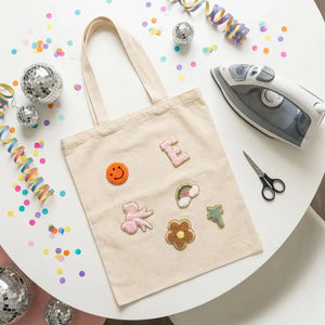 Custom Letter Chenille Patch Tote Bag Party Kit