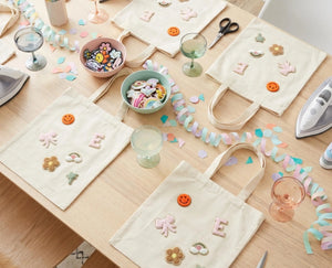 Custom Letter Chenille Patch Tote Bag Party Kit