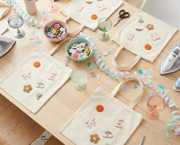 Custom Letter Chenille Patch Tote Bag Party Kit