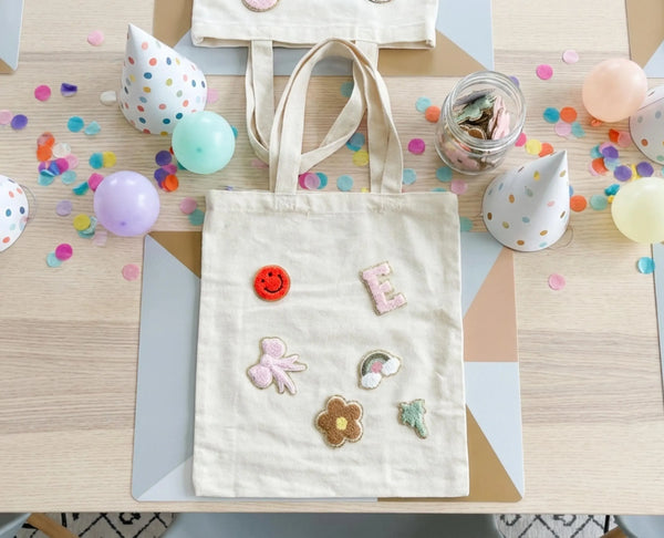 Custom Letter Chenille Patch Tote Bag Party Kit