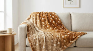 Deer Skin Print Sherpa Blanket Boho Farmhouse