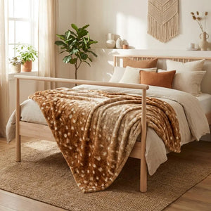 Deer Skin Print Sherpa Blanket Boho Farmhouse