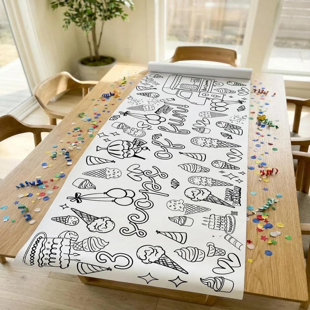 Ice Cream Theme Coloring Banner