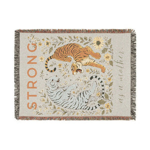 Strong As A Mother Blanket Floral Tiger Print