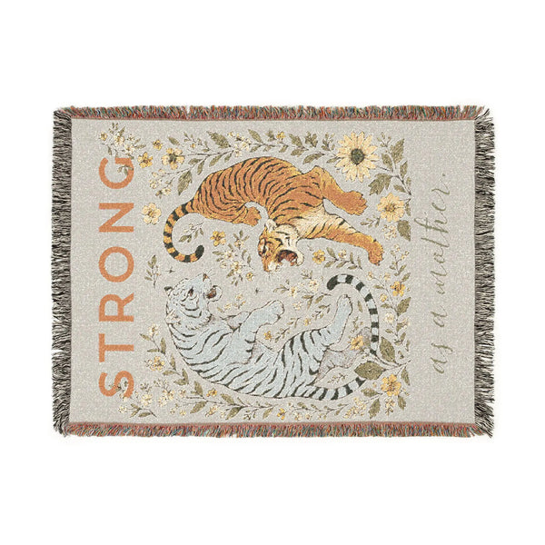 Strong As A Mother Blanket Floral Tiger Print