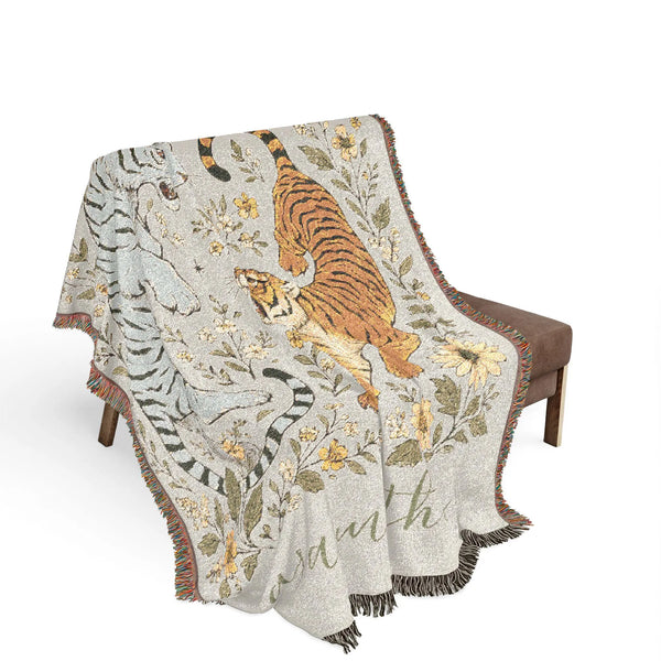 Strong As A Mother Blanket Floral Tiger Print