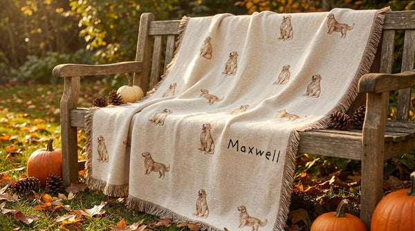 Custom Name Golden Retriever Woven Throw Blanket