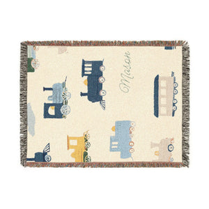 custom name train woven blanket