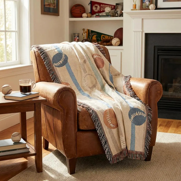 Vintage Baseball Blanket Woven Throw
