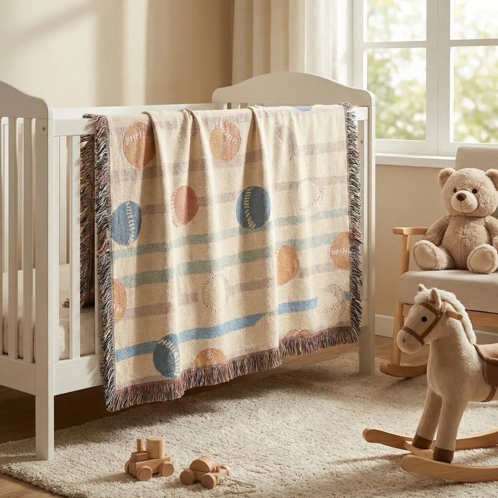Vintage Baseball Blanket Woven Throw