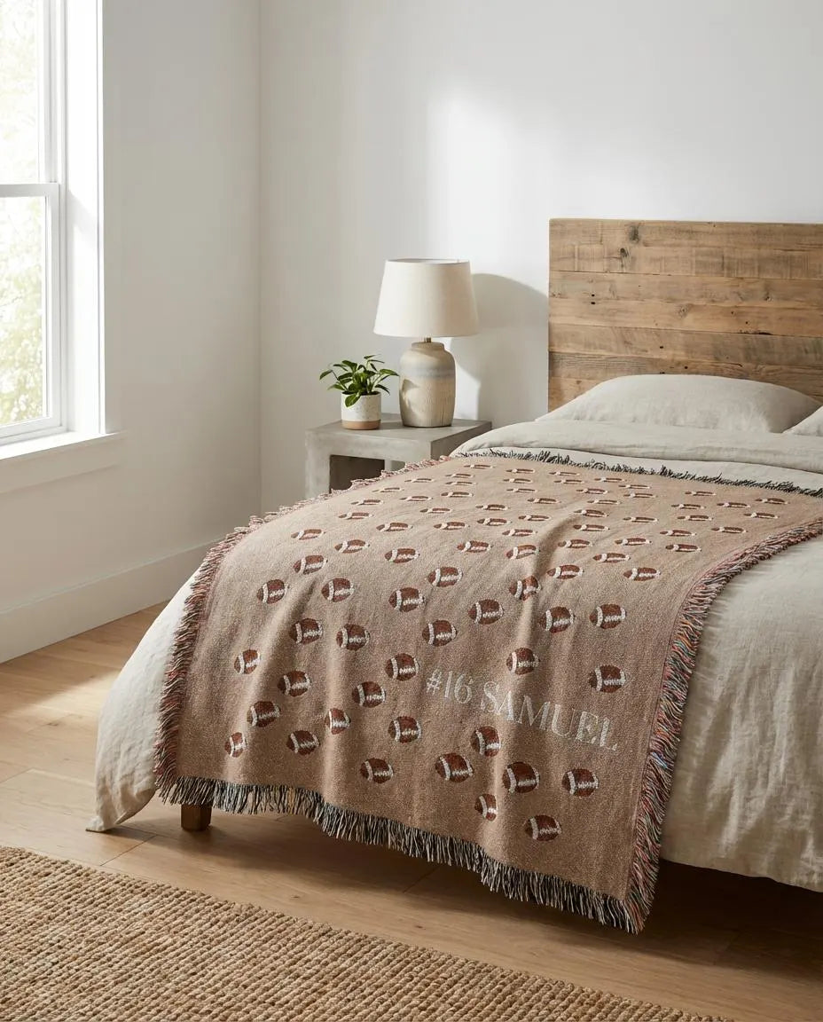 Custom Football Blanket Woven