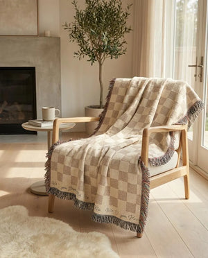 Personalized Mom Dad Checkered Blanket Woven