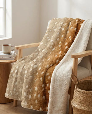 Deer Skin Print Sherpa Blanket Boho Farmhouse
