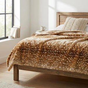 Deer Skin Print Sherpa Blanket Boho Farmhouse