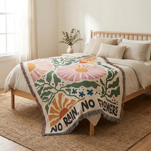No Rain No Flowers Blanket Woven Floral Print