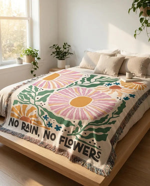 No Rain No Flowers Blanket Woven Floral Print