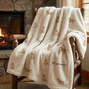 Custom Name Golden Retriever Woven Throw Blanket