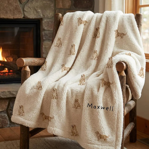 Custom Name Golden Retriever Woven Throw Blanket