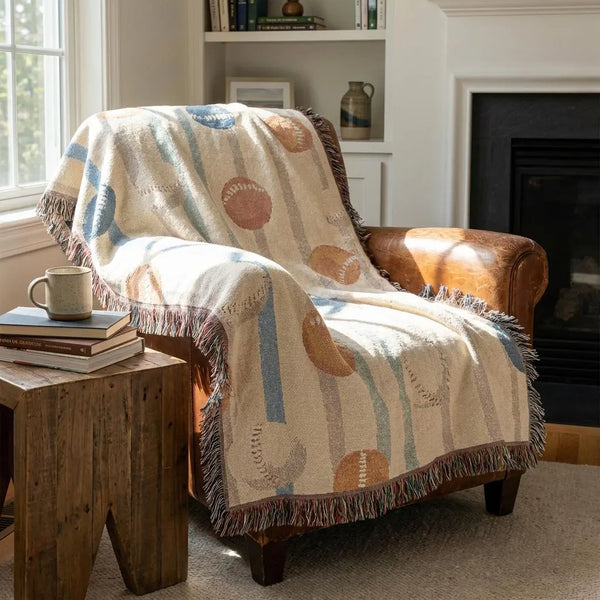 Vintage Baseball Blanket Woven Throw