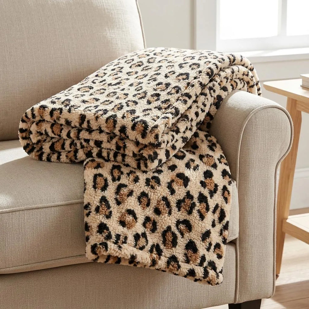 Cheetah Print Sherpa Blanket Leopard