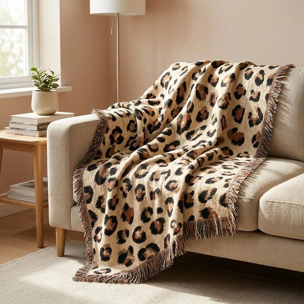 Cheetah Print Woven Blanket Leopard