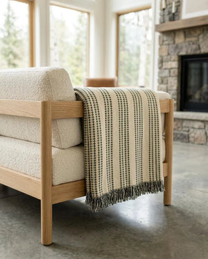 Forest Green Diamond Pattern Woven Blanket