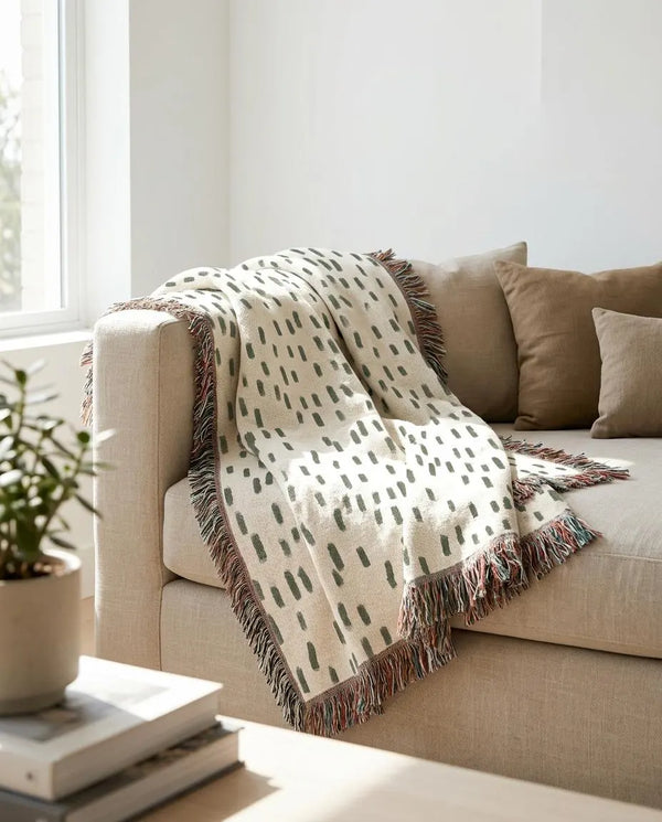 Uneven Dot Pattern Woven Blanke