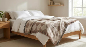Brown Diamond Pattern Woven Blanket