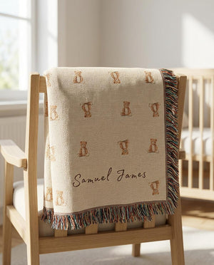 Custom Teddy Bear Woven Blanket