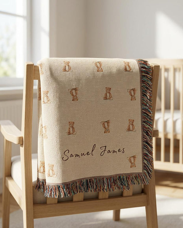 Custom Teddy Bear Woven Blanket
