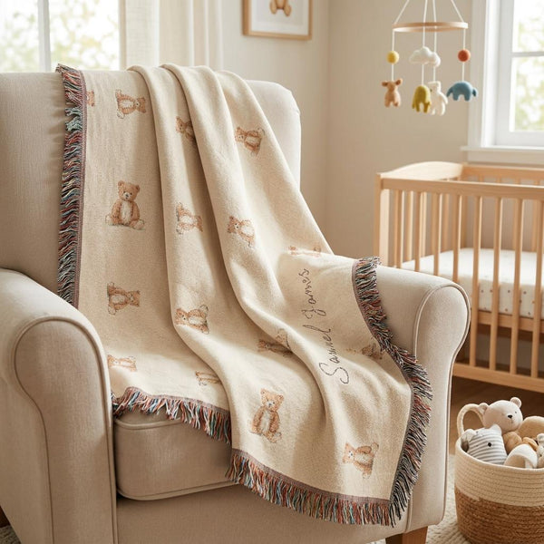 Custom Teddy Bear Woven Blanket