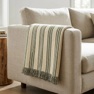 Forest Green Diamond Pattern Woven Blanket