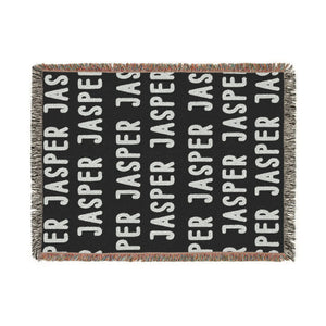 Custom Name Forest Green Woven Blanket