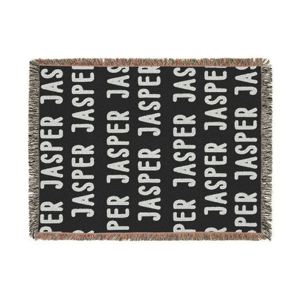 Custom Name Forest Green Woven Blanket