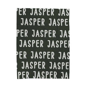 Custom Name Forest Green Woven Blanket