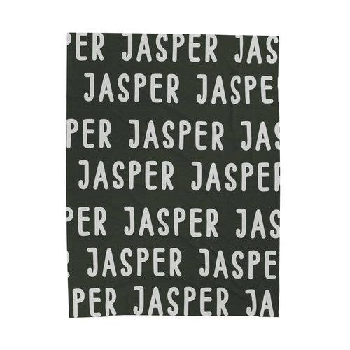 Custom Name Forest Green Woven Blanket