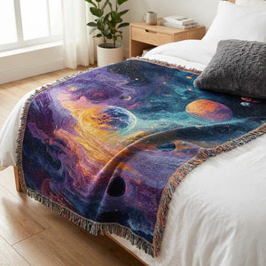 Cosmic Planet Woven Blanket Celestial