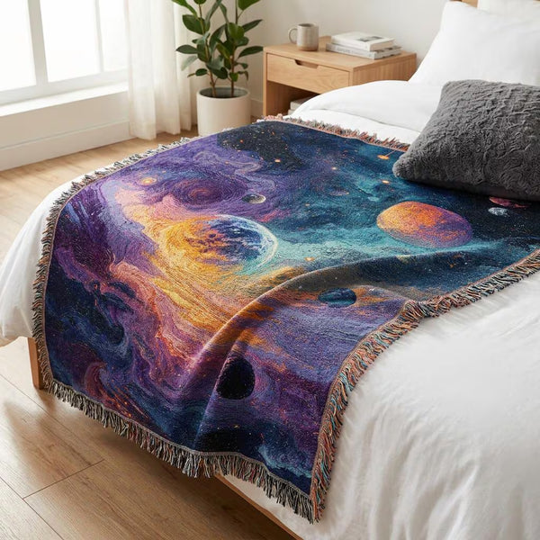 Cosmic Planet Woven Blanket Celestial