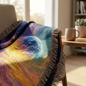 Cosmic Planet Woven Blanket Celestial