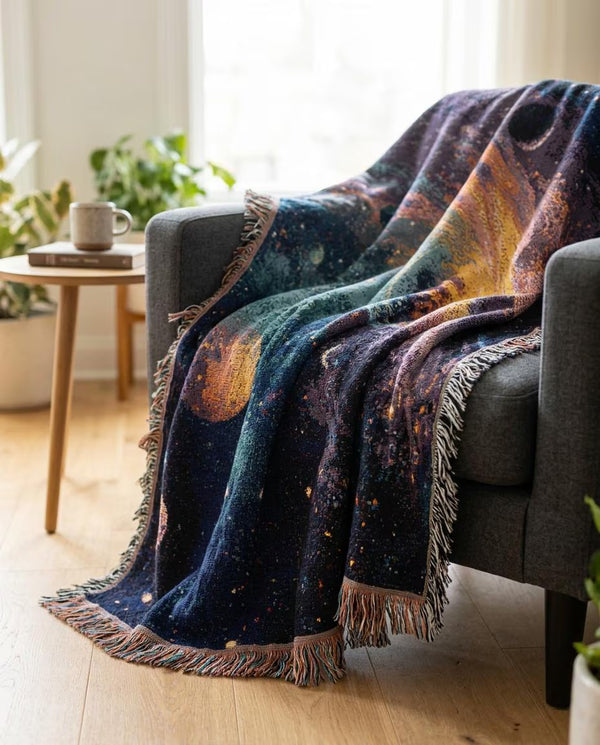 Cosmic Planet Woven Blanket Celestial