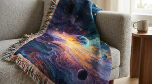 Cosmic Planet Woven Blanket Celestial