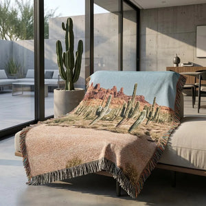 Cactus Desert Woven Blanket Southwest Throw